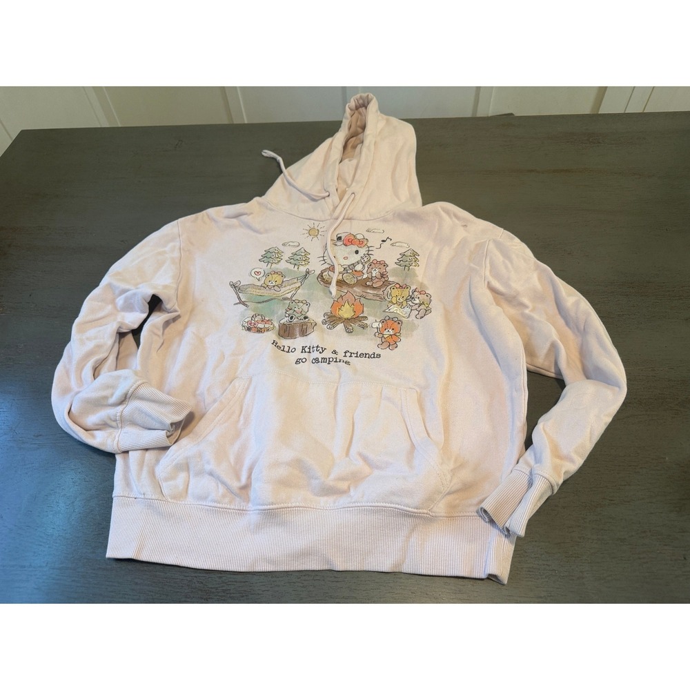 Hello Kitty and Friends Go Camping Hoodie Pink Graphic Sweatshirt Small KYN001A